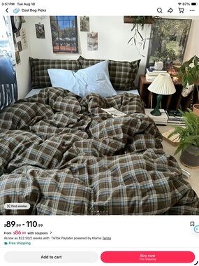 Plaid Comforter/duvet Set in Brown & Light Blue - *DOES NOT INCLUDE INSERTS*